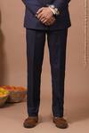 Ahi Clothing_Navy Embroidery, Metallic Thread, Studs Blue Jodhpuri And Pant Set _Online_at_Aza_Fashions