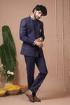 Ahi Clothing_Navy Embroidery, Metallic Thread, Studs Blue Jodhpuri And Pant Set _at_Aza_Fashions