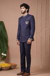 Buy_Ahi Clothing_Navy Embroidery, Metallic Thread, Studs Blue Jodhpuri And Pant Set 