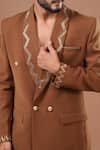 Shop_Ahi Clothing X AZA_Brown Embroidery, Beads Mustard Coat And Pant Set 