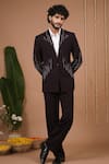 Buy_Ahi Clothing X AZA_Purple Beads Dark Coat And Pant Set _at_Aza_Fashions
