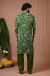 Shop_Ahi Clothing X AZA_Green Georgette, Silk Satin, Shantoon Embroidery Bandhani Kurta And Salwar Set _at_Aza_Fashions