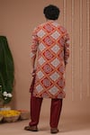 Shop_Ahi Clothing_Red Georgette, Silk Satin, Shantoon Mirrors, Bandhani Kurta And Salwar Set _at_Aza_Fashions