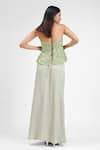 Shop_Maison 9002_Green Satin Embroidery Bandeau Neck Layla Grass Corset Skirt Set _at_Aza_Fashions