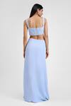 Shop_Maison 9002_Blue Satin Embroidery Sweetheart Neck Sophia Grass Bustier And Skirt Set _at_Aza_Fashions