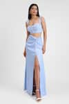 Buy_Maison 9002_Blue Satin Embroidery Sweetheart Neck Sophia Grass Bustier And Skirt Set _at_Aza_Fashions