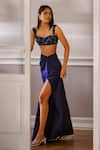 Buy_Maison 9002_Navy Satin Embroidery Sweetheart Neck Sophia Grass Bustier And Skirt Set _at_Aza_Fashions