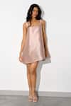 Buy_Maison 9002_Pink Satin Crystals Square Neck Pisa Embellished Dress _at_Aza_Fashions