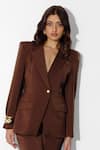 Maison 9002_Brown Sebastian Solid Blazer And Pant Set _Online_at_Aza_Fashions
