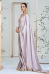Buy_Ellemora Fashions_Purple Satin Mirrors, Embroidery Scoop Neck Lilac Lustre Saree With Blouse _Online_at_Aza_Fashions