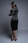Ellemora Fashions_Black Satin Embroidery Round Neck Abstract Dress _Online_at_Aza_Fashions