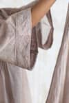 Banera_Gray Chanderi Embroidery Round Neck Zari Striper Kurta Set With Dupatta _Online_at_Aza_Fashions