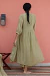Shop_Banera_Olive Green Chanderi Embroidery V-neck Jacket And Inner Dress _at_Aza_Fashions