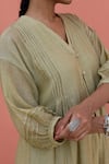 Shop_Banera_Olive Green Chanderi Embroidery V-neck Jacket And Inner Dress _Online_at_Aza_Fashions