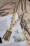 Shop_Hetal Shah_Gold Plated Lotus Motif Multi-strand Tassel Necklace _at_Aza_Fashions