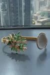 Shop_Hetal Shah_Gold Plated Gemstones, Crystals Emerald Leaf Design Bracelet _at_Aza_Fashions