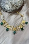 Buy_Hetal Shah_Gold Plated Mini Coin Green Stone Choker _at_Aza_Fashions