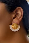 Buy_Hetal Shah_Gold Plated Beads Marigold Stud Earrings _at_Aza_Fashions