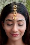 Buy_Hetal Shah_Gold Plated Lotus Motif Pearl Embellished Maangtikka _at_Aza_Fashions