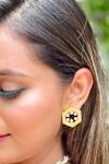 Buy_Hetal Shah_Gold Plated Pearls Hexagon Vintage Stud Earrings _at_Aza_Fashions
