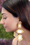 Buy_Hetal Shah_Gold Plated Stones Galaxy Textured Rectangle Drop Earrings _at_Aza_Fashions