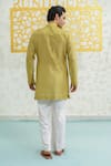 Shop_Runit Gupta_Green Chanderi , Vegan Embroidery Fresh Moss Infinity Kurta Set _at_Aza_Fashions