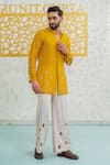 Buy Runit Gupta Yellow Chanderi , Vegan Embroidery, Marigold Latkan Kurta With Pant Online at Aza Fashions Buy_Runit Gupta_Yellow Chanderi , Vegan Embroidery, Marigold Latkan Kurta With Pant _Online_at_Aza_Fashions