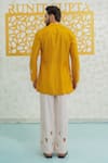Shop Runit Gupta Yellow Chanderi , Vegan Embroidery, Marigold Latkan Kurta With Pant at Aza Fashions Shop_Runit Gupta_Yellow Chanderi , Vegan Embroidery, Marigold Latkan Kurta With Pant _at_Aza_Fashions