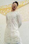 Runit Gupta_Ivory Chanderi , Vegan Cut Work, Embroidery Palm Tree Cutwork Kurta Set _Online_at_Aza_Fashions