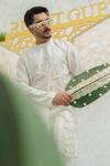Buy_Runit Gupta_Ivory Chanderi , Vegan Cut Work, Embroidery Palm Tree Cutwork Kurta Set _Online_at_Aza_Fashions