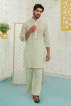 Buy_Runit Gupta_Green Chanderi , Vegan Embroidery Pista Kurta Set _at_Aza_Fashions