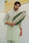 Buy_Runit Gupta_Green Chanderi , Vegan Embroidery Pista Kurta Set 