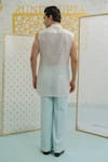 Shop_Runit Gupta_Ivory Chanderi , Vegan Embroidery Amoeba Pattern Sleeveless Kurta Set _at_Aza_Fashions