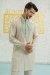 Runit Gupta_Multi Color Chanderi , Vegan Embroidery Patch Striped Kurta Set _Online_at_Aza_Fashions