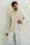 Buy_Runit Gupta_Cream Vegan Silk, Linen, Cotton Pearls, Embroidery Bundi Kurta Set _Online