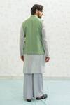 Shop_Runit Gupta_Green Chanderi , Vegan Embroidery Geomtry Seafoam Bundi Kurta Set _at_Aza_Fashions