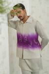 Buy_Runit Gupta_Purple Chanderi Silk Embroidery Ombre Geomtry Bundi _Online_at_Aza_Fashions