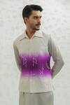 Runit Gupta_Purple Chanderi Silk Embroidery Ombre Geomtry Bundi _at_Aza_Fashions