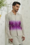 Shop_Runit Gupta_Purple Vegan , Chanderi Embroidery Ombre Geomtry Bundi Set _Online