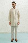 Runit Gupta_Green Chanderi , Vegan Embroidery Ombre Latkan Bundi Set _Online_at_Aza_Fashions