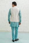 Shop_Runit Gupta_Pink Vegan , Chanderi Embroidery Feather Bundi And Kurta Set _at_Aza_Fashions