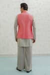 Shop_Runit Gupta_Pink Chanderi , Vegan Embroidery, Flamingo Rays Bundi Kurta Set _at_Aza_Fashions