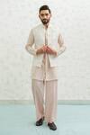 Buy_Runit Gupta_Ivory Chanderi , Vegan Embroidery Multi Arch Bundi Kurta Set _at_Aza_Fashions