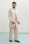Shop_Runit Gupta_Ivory Chanderi , Vegan Embroidery Multi Arch Bundi Kurta Set _Online_at_Aza_Fashions