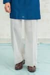 Runit Gupta_Cobalt Chanderi , Vegan Embroidery Diamond Bundi Kurta Set _Online_at_Aza_Fashions