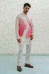 Runit Gupta_Pink Chanderi Silk Embroidery Ombre Wave Bundi _Online_at_Aza_Fashions