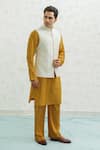 Runit Gupta_Ivory Chanderi Silk Embroidery Dusty Contour Bundi _at_Aza_Fashions