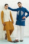Runit Gupta_Ivory Chanderi , Vegan Embroidery Dusty Contour Bundi And Kurta Set _Online_at_Aza_Fashions