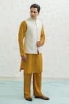 Buy_Runit Gupta_Ivory Chanderi , Vegan Embroidery Dusty Contour Bundi And Kurta Set _Online