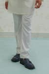 Runit Gupta_Lilac Chanderi , Vegan Embroidery Line Bundi And Kurta Set _Online_at_Aza_Fashions